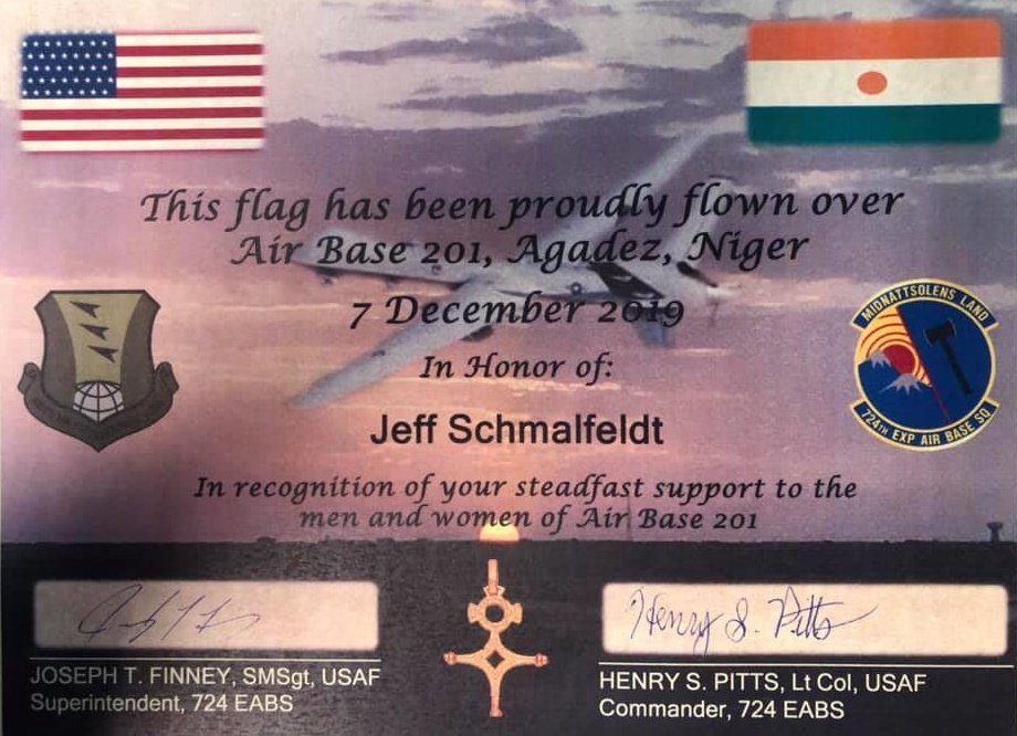 Read more about the article US Air Base 201 Flag Presented to Jeff